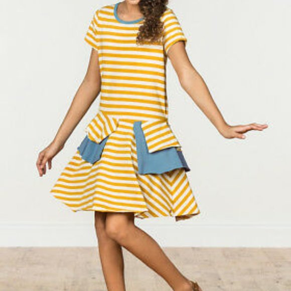 Matilda Jane Other - Matilda Jane 435 Mustard Striped Dress 10